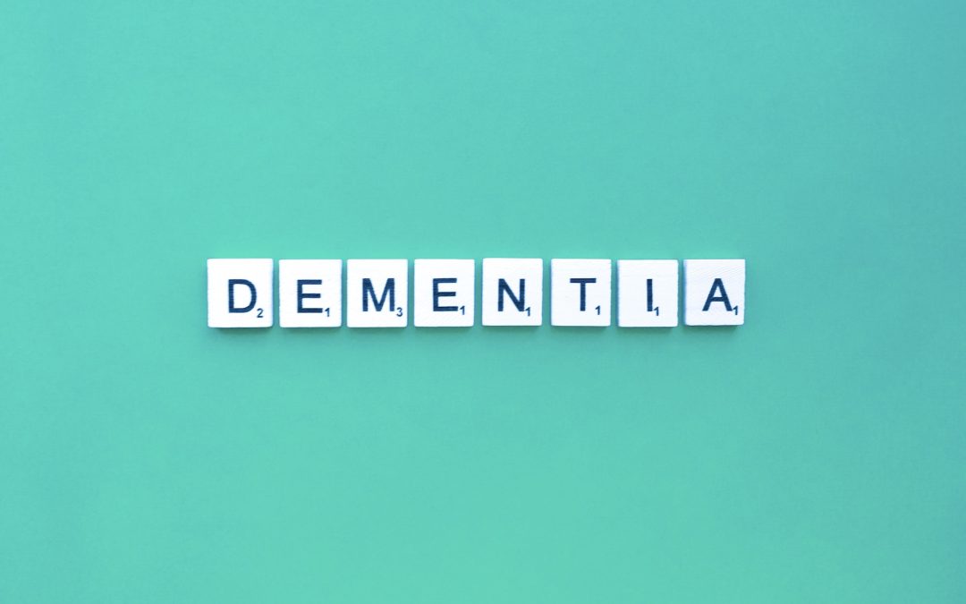 Dementia letters word on a green background